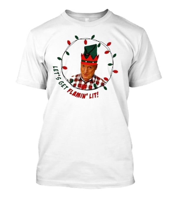 Let’s Get Flamin’ Lit Christmas Elf With Lights T-Shirt