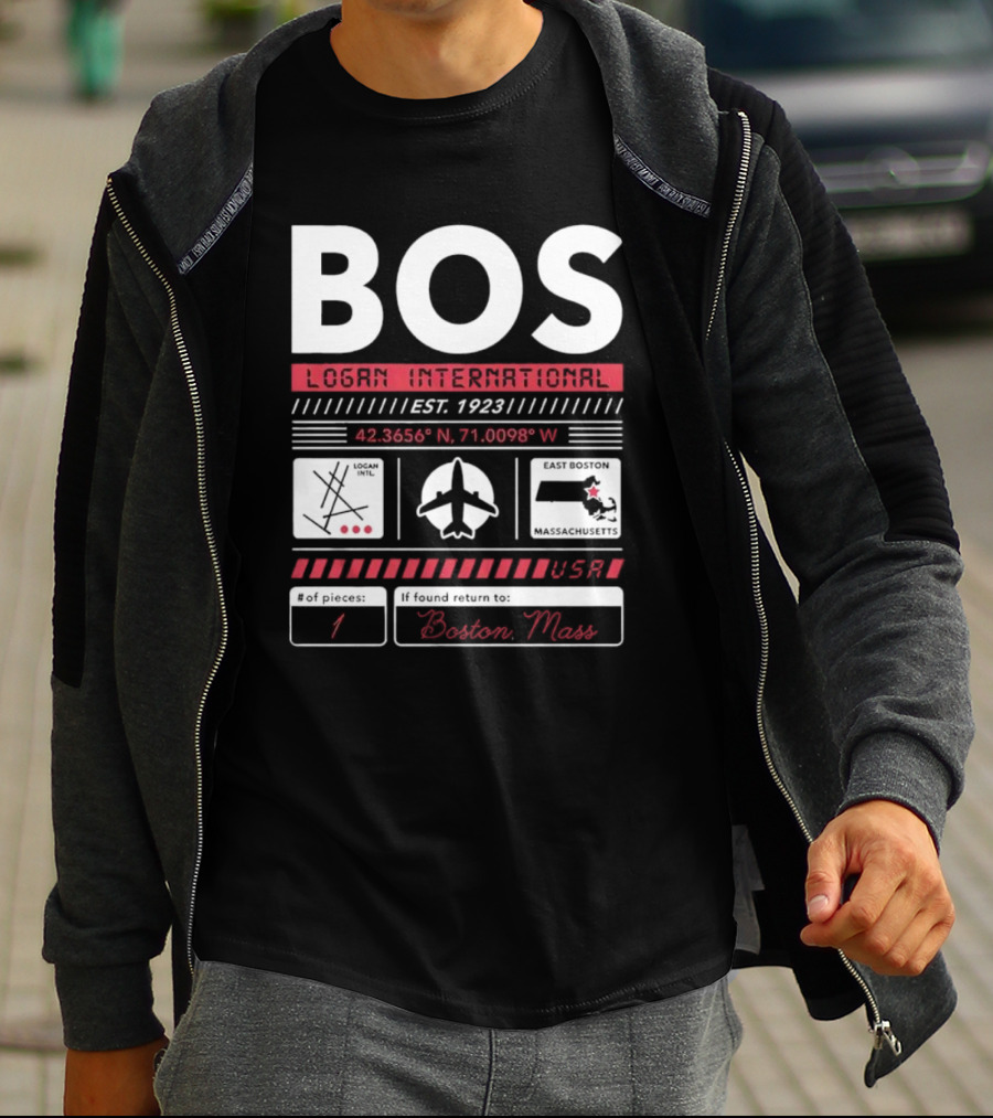 BOS Logan International Airport Est. 1923 Boston Massachusetts USA T-Shirt