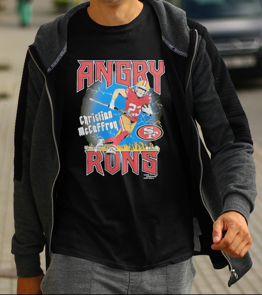 Christian McCaffrey Angry Runs NFL Football 49ers Iconic T-Shirt