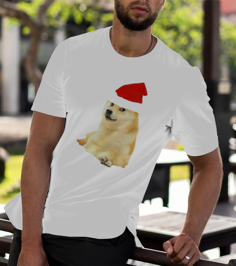 Dogecoin Christmas Santa Hat Meme T-Shirt