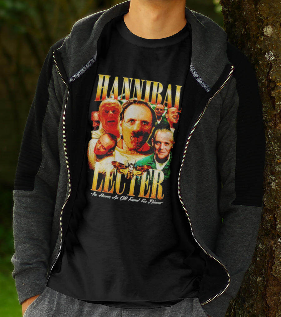 Hannibal Lecter I'm Having An Old Friend For Dinner With Multiple Faces And Moth T-Shirt