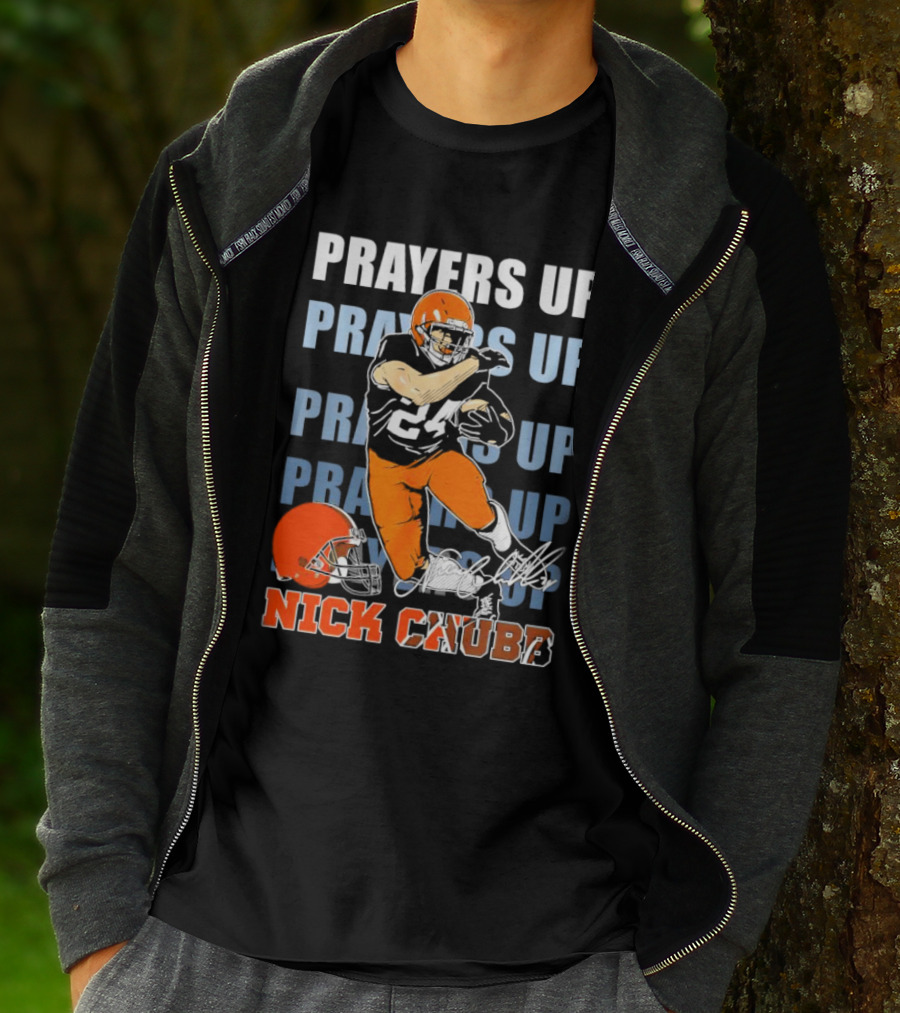 Prayers Up Nick Chubb Cleveland Browns 24 Signature Helmet T-Shirt