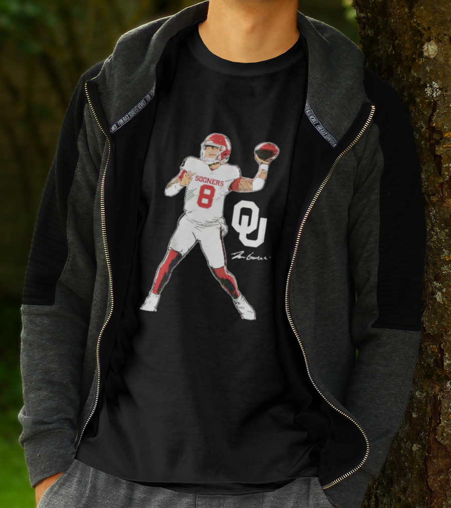 Oklahoma Sooners Football Dillon Gabriel Number 8 Superstar Pose Signature OU T-Shirt