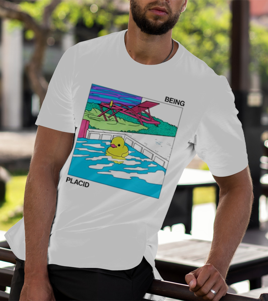Being Placid Duck Pool Lounger Scene T-Shirt