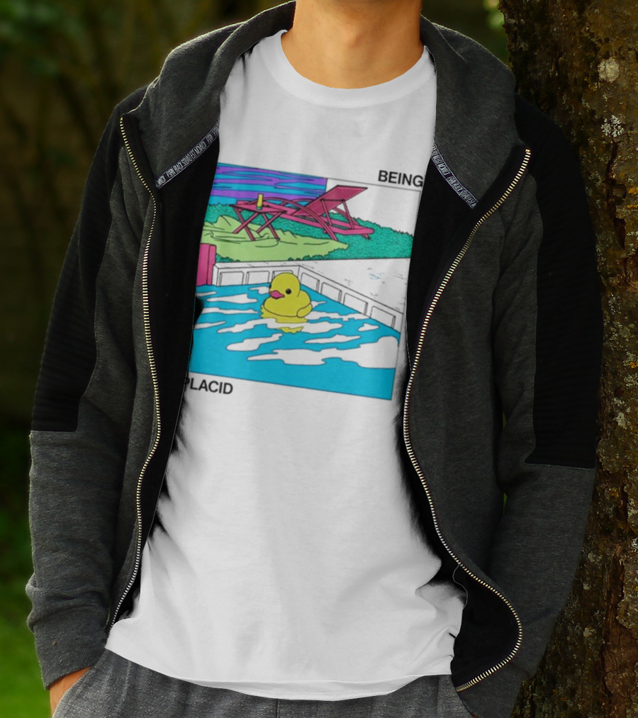 Being Placid Duck Pool Lounger Scene T-Shirt