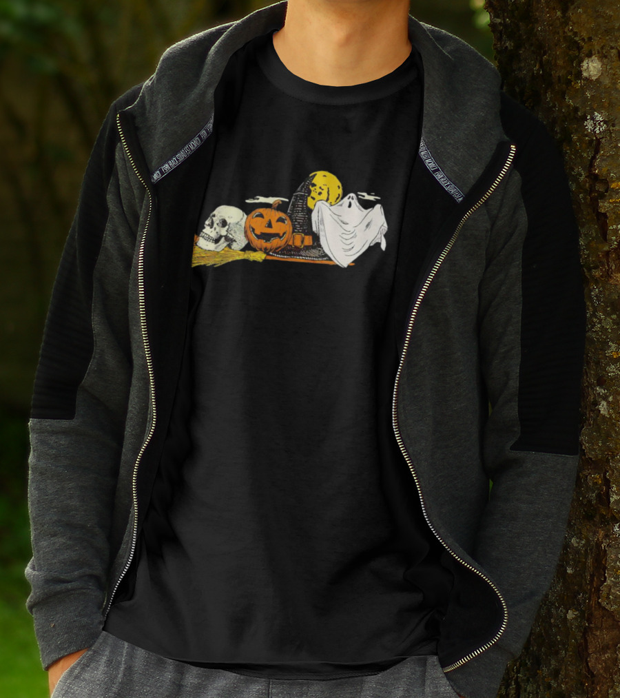 Vintage Kentucky Halloween Ghost Pumpkin Skull Moon T-Shirt