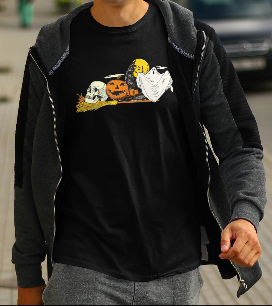 Vintage Kentucky Halloween Ghost Pumpkin Skull Moon T-Shirt