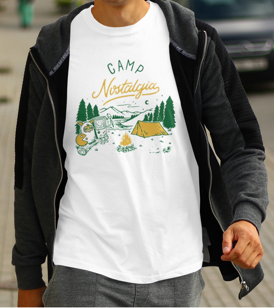 Camp Nostalgia Campfire Tent Forest Night Scene T-Shirt