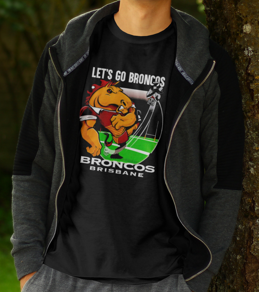 Let’s Go Broncos Brisbane NRL Football Mascot Kick T-Shirt