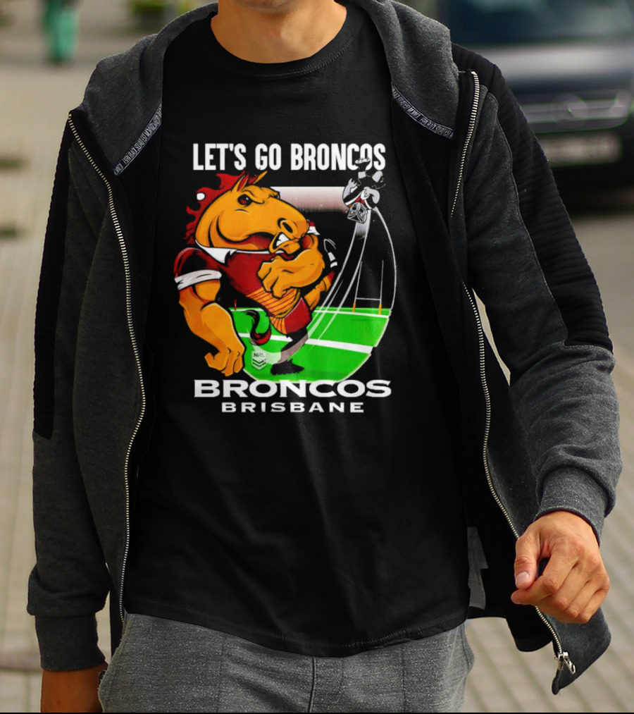 Let’s Go Broncos Brisbane NRL Football Mascot Kick T-Shirt