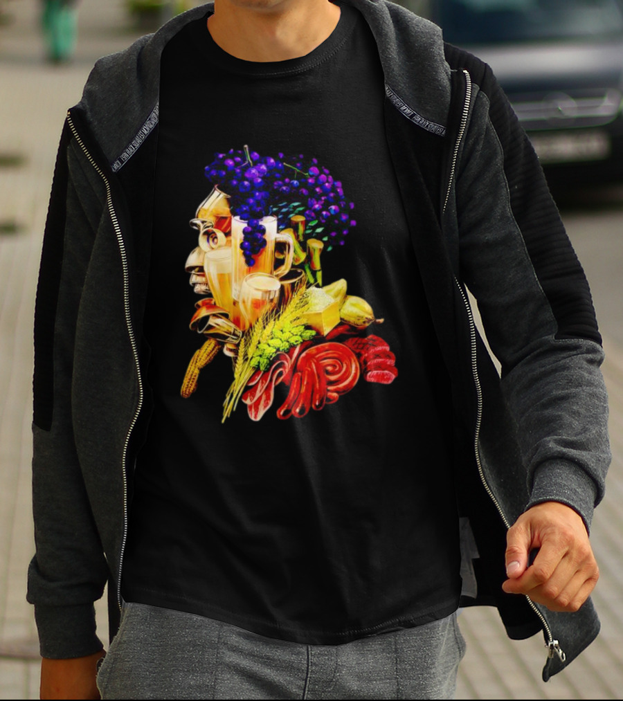 Toru Yano Damashie Baroque Food Face With Grapes And Wheat T-Shirt