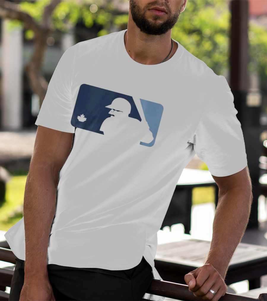 BlueJays Schneider Stache Batter Silhouette With Maple Leaf T-Shirt