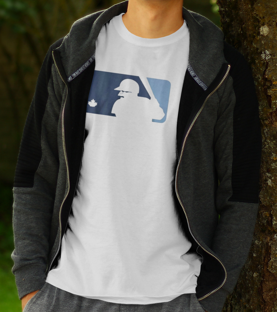BlueJays Schneider Stache Batter Silhouette With Maple Leaf T-Shirt