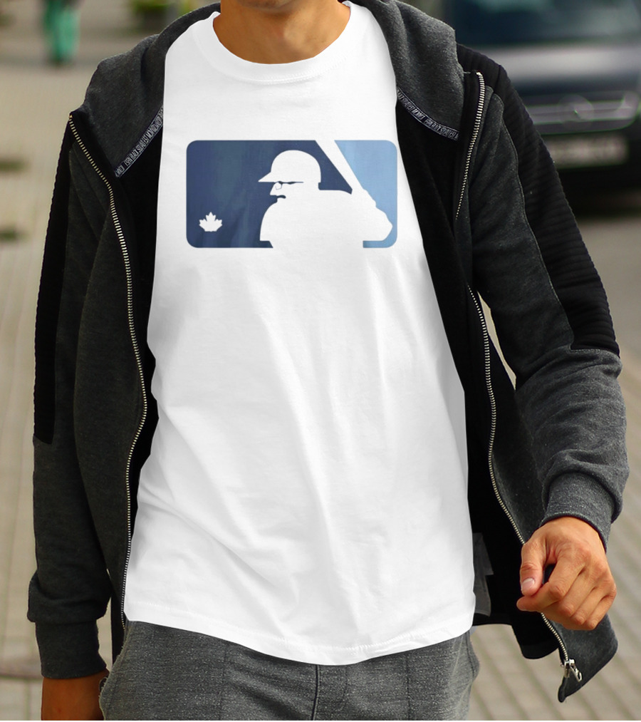 BlueJays Schneider Stache Batter Silhouette With Maple Leaf T-Shirt