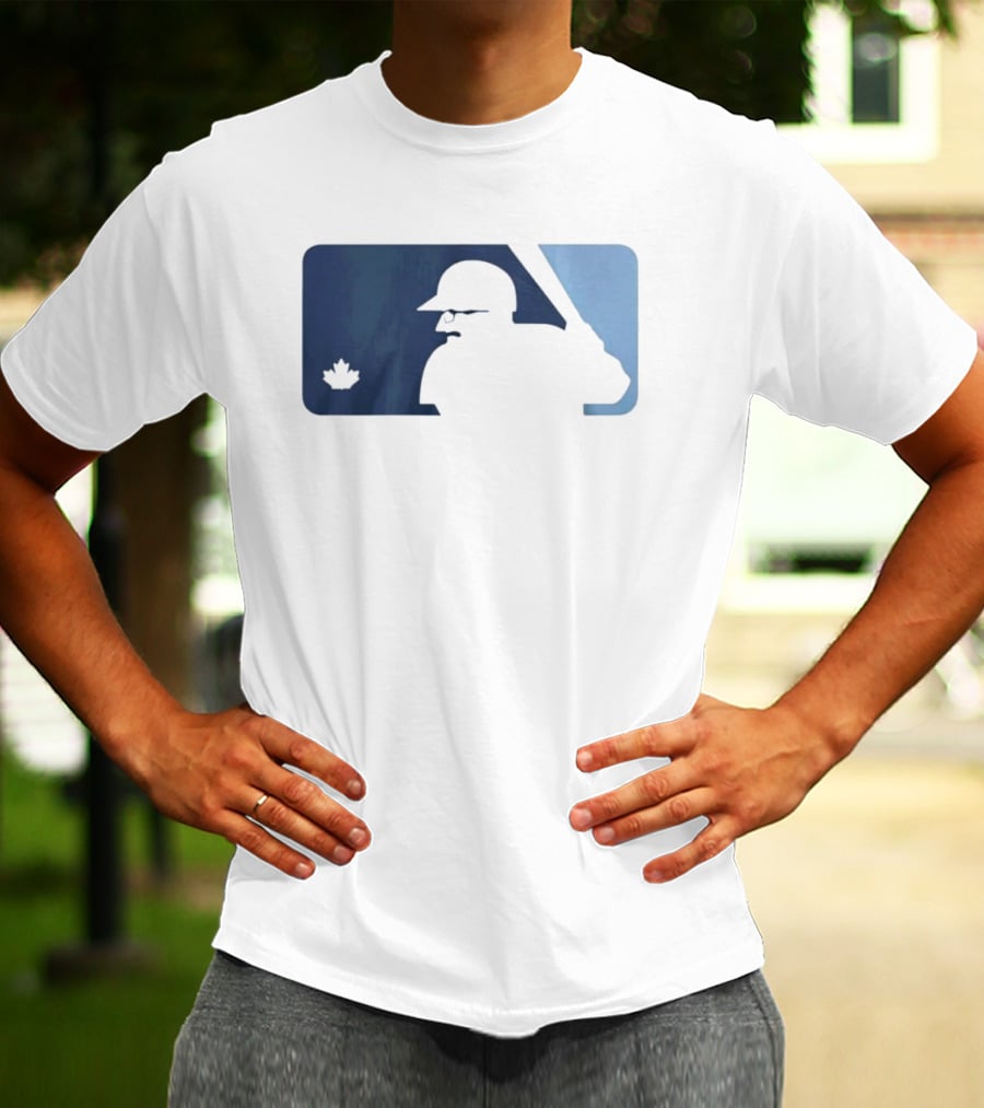 BlueJays Schneider Stache Batter Silhouette With Maple Leaf T-Shirt