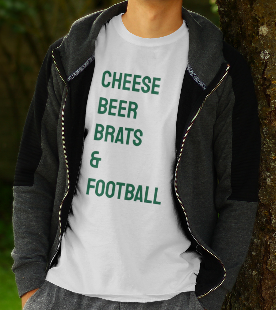 Cheese Beer Brats And Football Lovers Perfect Game Day Snack Combo T-Shirt