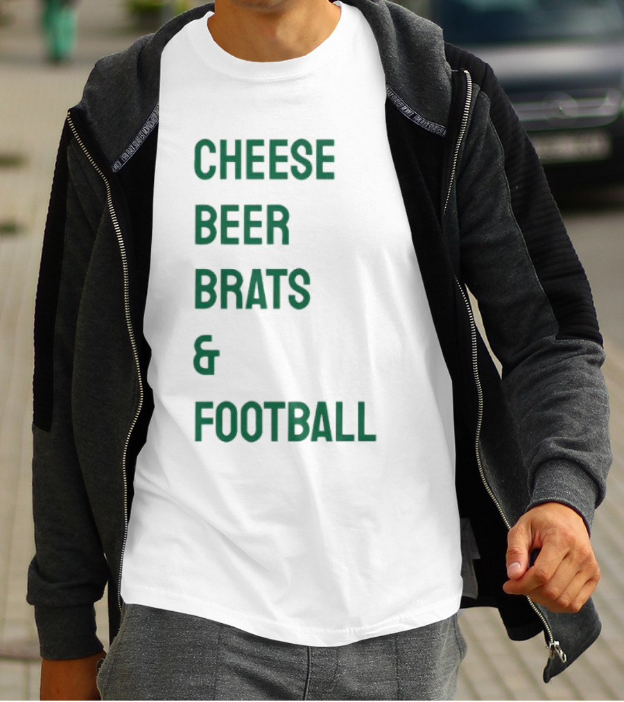 Cheese Beer Brats And Football Lovers Perfect Game Day Snack Combo T-Shirt