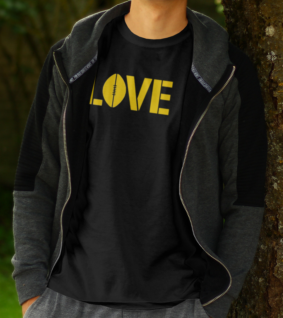 LOVE Football Vertical Stencil T-Shirt