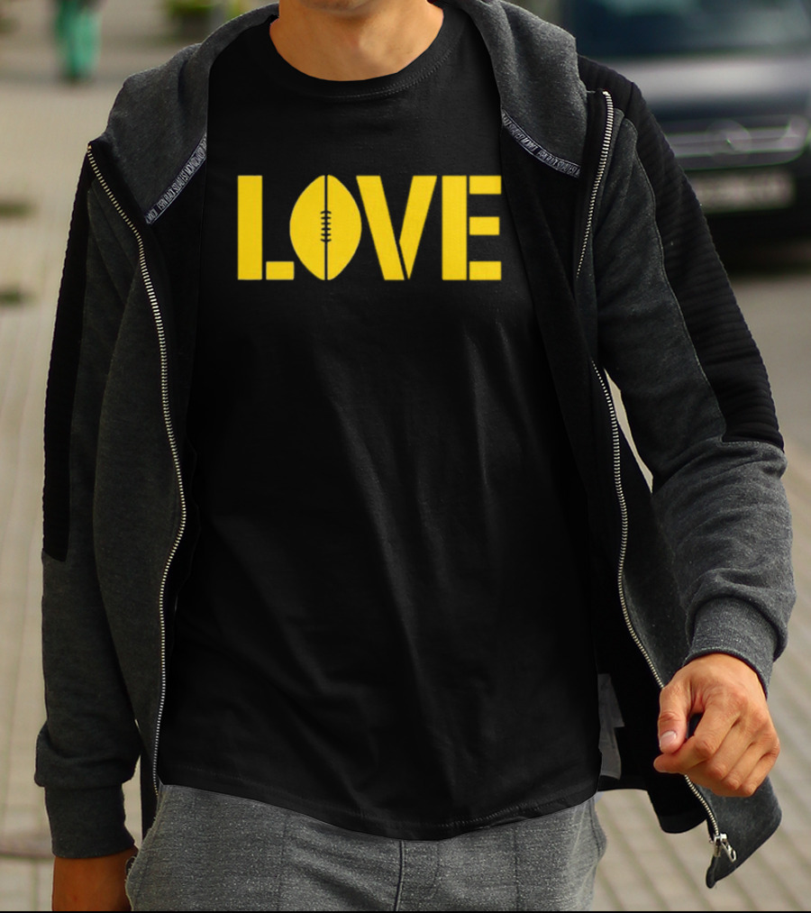 LOVE Football Vertical Stencil T-Shirt