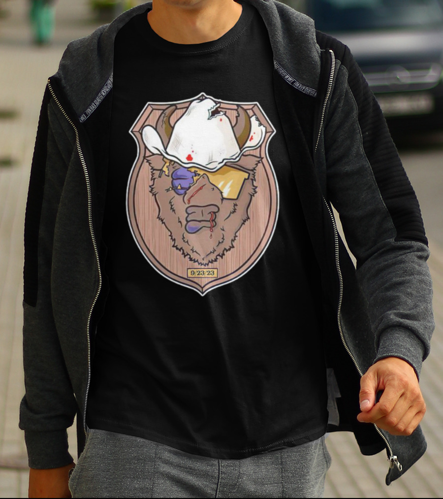 9/23/23 Cowboy Bison Face Shield T-Shirt