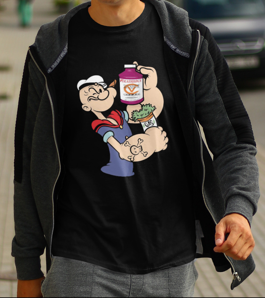 Popeye Death Juice Gas Spinach Tattoo T-Shirt