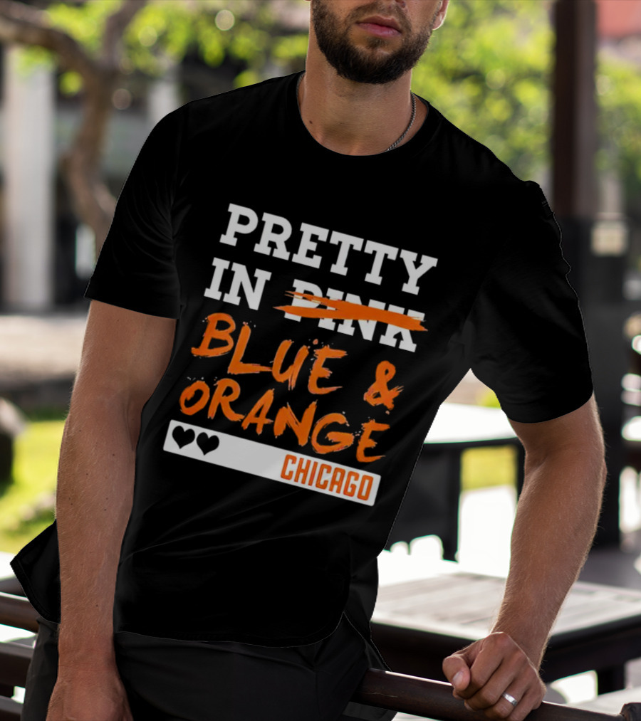 Pretty Blue And Orange Chicago Hearts T-Shirt