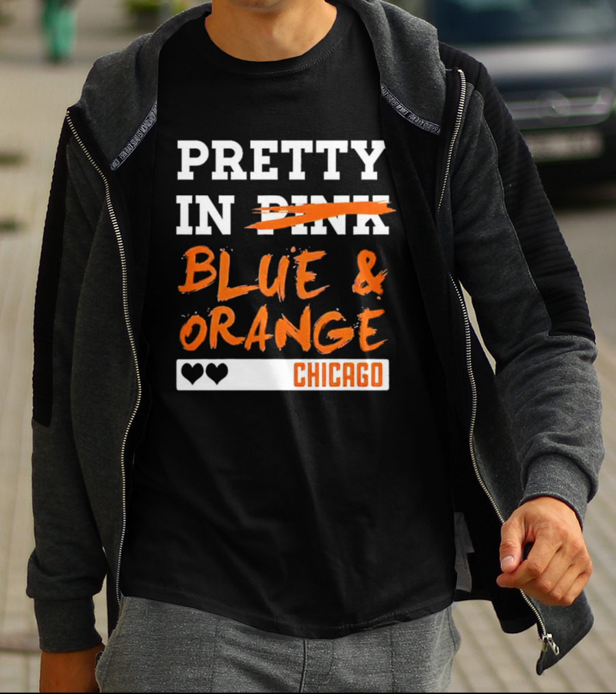 Pretty Blue And Orange Chicago Hearts T-Shirt
