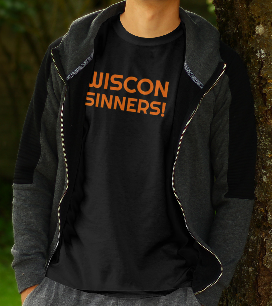 Wiscon Sinners Bold Orange Text T-Shirt