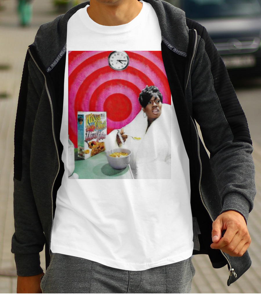 Missy Elliott Flav•O•Fleks Cereal With Red Spiral Clock Background T-Shirt
