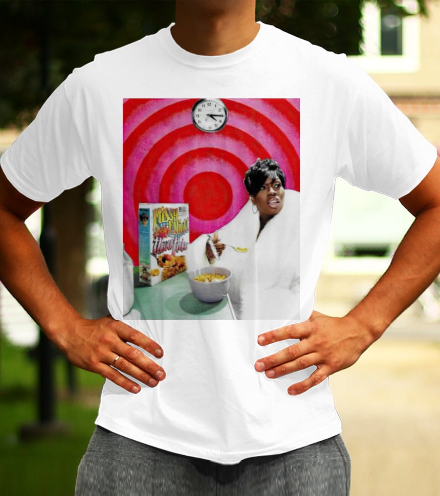 Missy Elliott Flav•O•Fleks Cereal With Red Spiral Clock Background T-Shirt