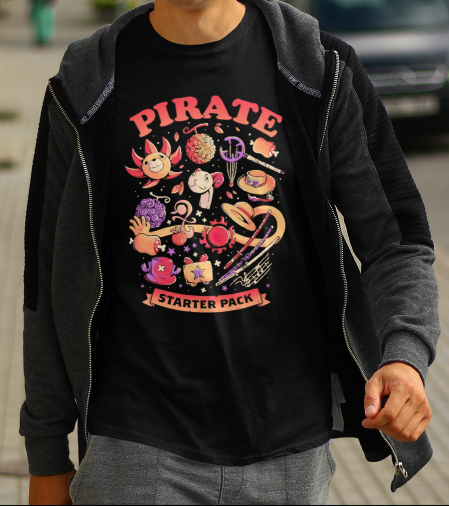Pirate Starter Pack One Piece Treasure Jolly Roger Icons T-Shirt