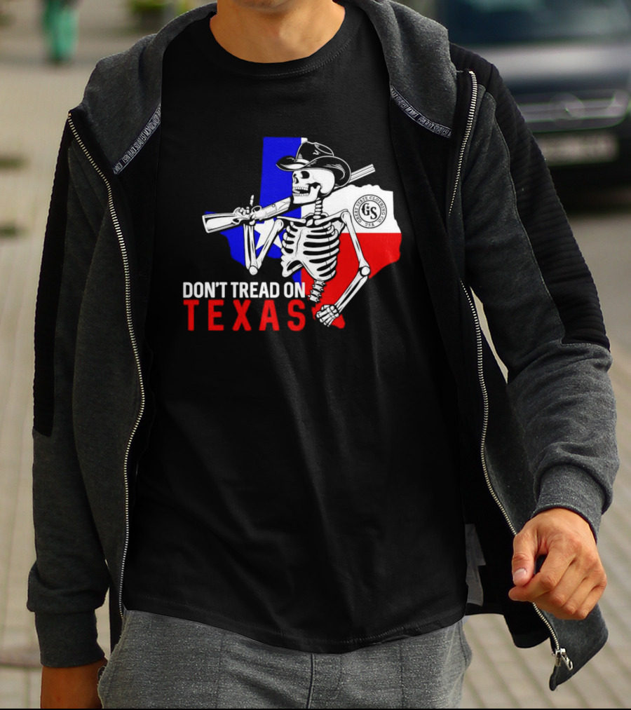Don't Tread On Texas Skeleton Cowboy State Guard Seal T-Shirt
