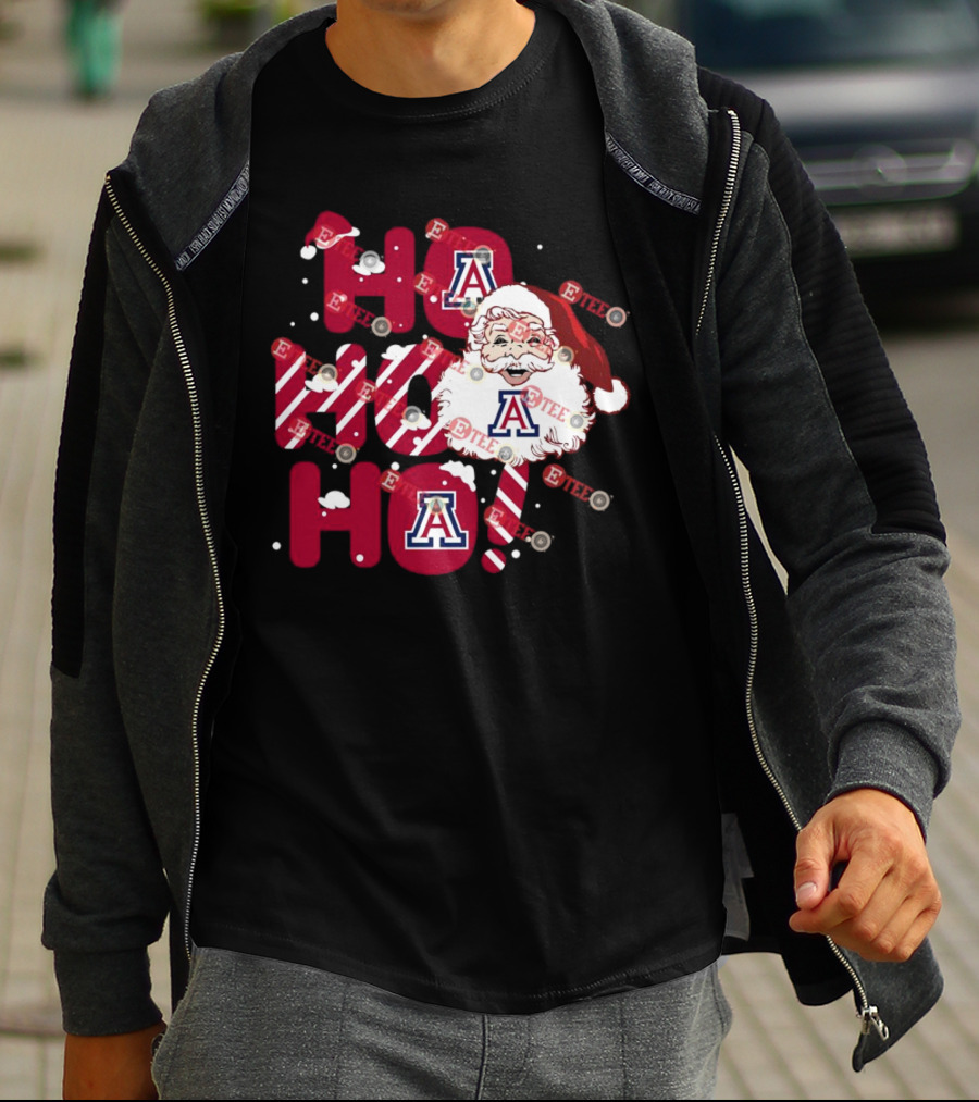 Arizona Wildcats Santa Claus Ho Ho Ho Christmas Holiday Spirit T-Shirt