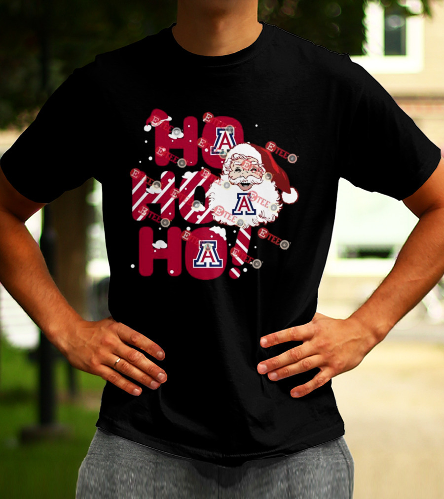 Arizona Wildcats Santa Claus Ho Ho Ho Christmas Holiday Spirit T-Shirt
