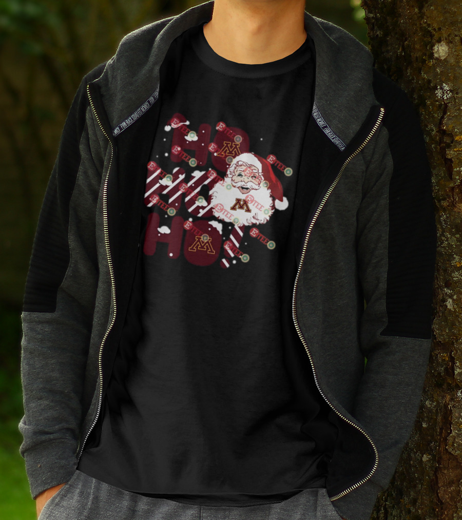 Minnesota Golden Gophers Santa Claus Ho Ho Ho Christmas Snowflake Candy Cane T-Shirt