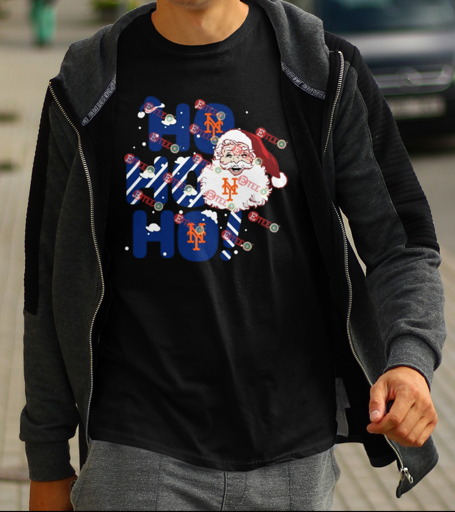 New York Mets Santa Claus Ho Ho Ho Christmas Festive T-Shirt