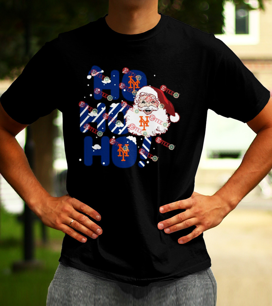 New York Mets Santa Claus Ho Ho Ho Christmas Festive T-Shirt