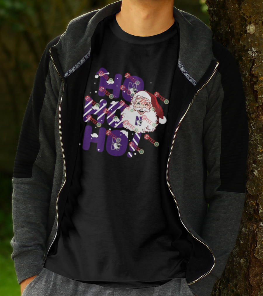 Northwestern Wildcats Santa Claus Ho Ho Ho Christmas Snowflakes T-Shirt