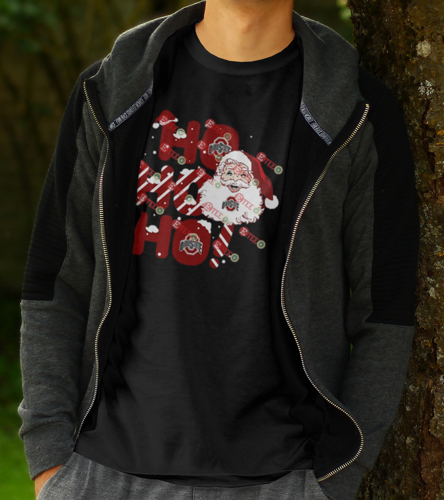 Ohio State Buckeyes Santa Claus Ho Ho Ho Christmas Holiday Spirit T-Shirt