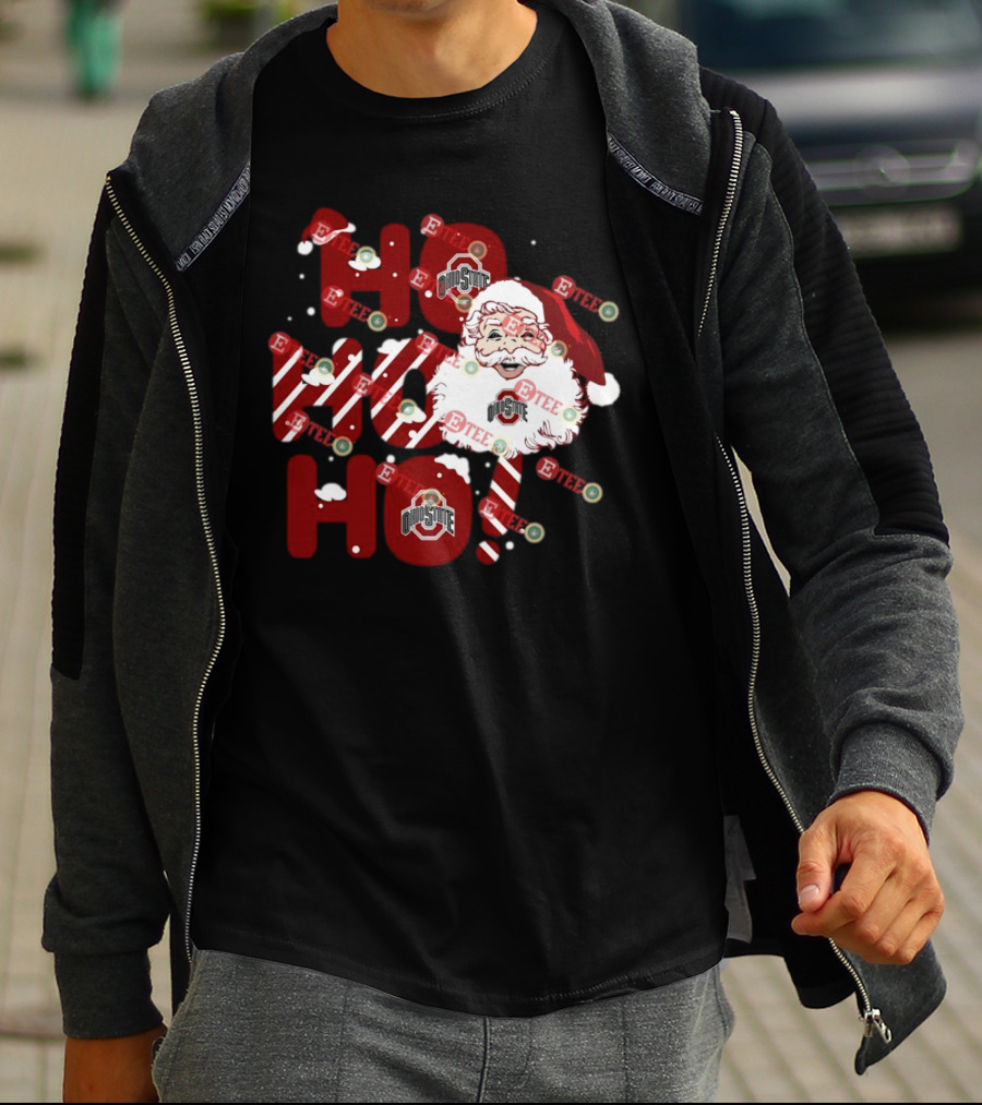 Ohio State Buckeyes Santa Claus Ho Ho Ho Christmas Holiday Spirit T-Shirt