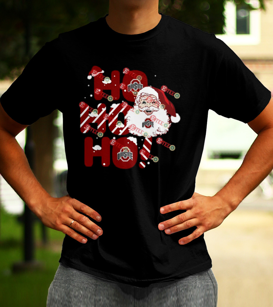 Ohio State Buckeyes Santa Claus Ho Ho Ho Christmas Holiday Spirit T-Shirt