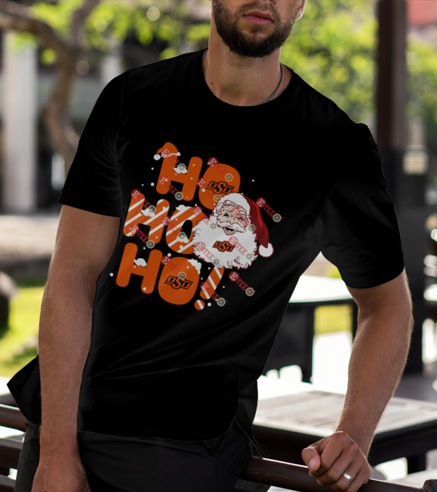 Oklahoma State Cowboys OSU Santa Claus Ho Ho Ho Christmas T-Shirt