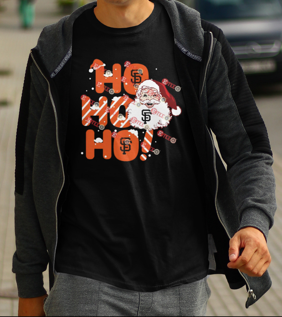 San Francisco Giants Santa Claus Ho Ho Ho Christmas Snowflakes Santa Hat T-Shirt