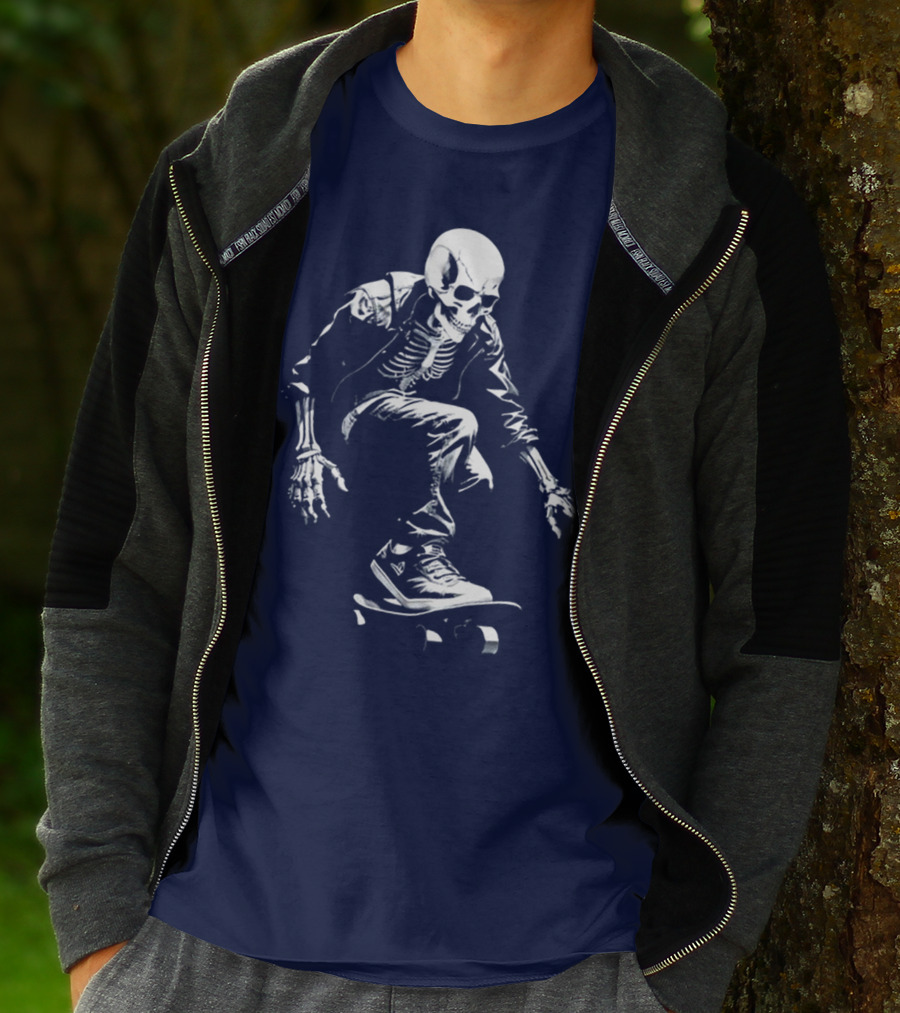 Skeleton Skateboarder Cool Iconic Street Style Skater Pose T-Shirt