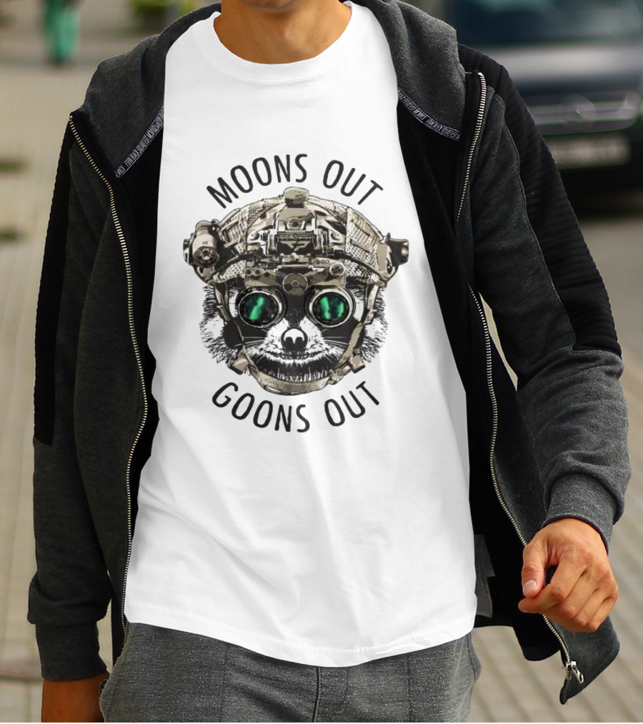 Moons Out Goons Out Raccoon With Tactical Gear T-Shirt
