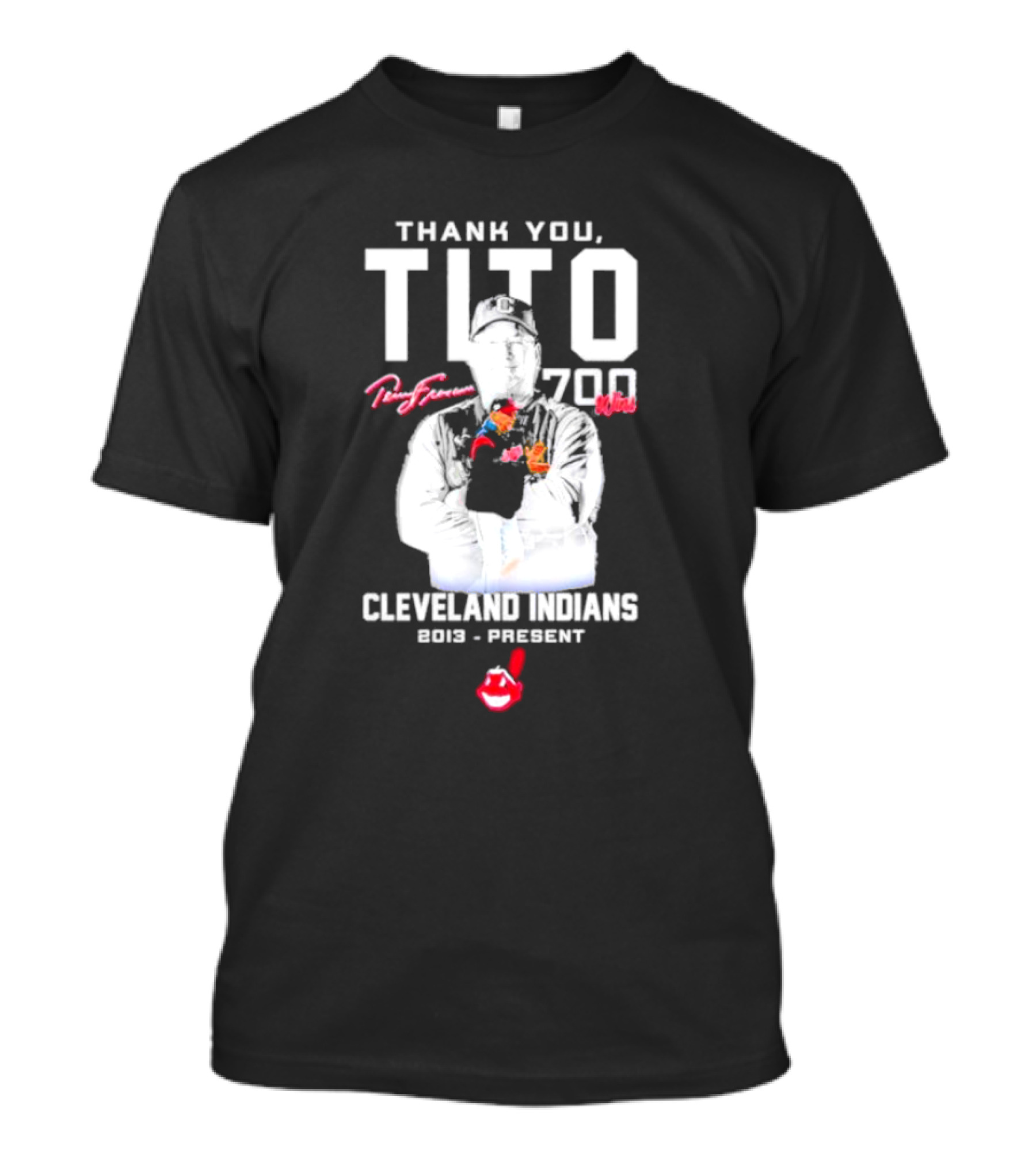 Thank You Tito Terry Francona 700 Wins Cleveland Indians 2013-Present T-Shirt