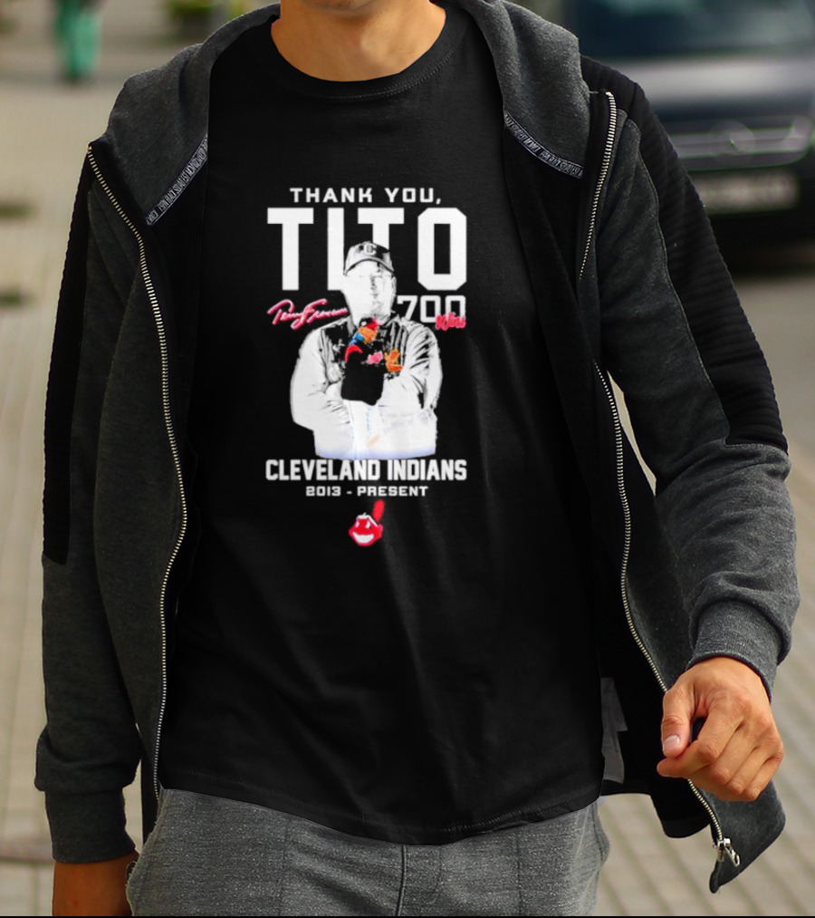 Thank You Tito Terry Francona 700 Wins Cleveland Indians 2013-Present T-Shirt