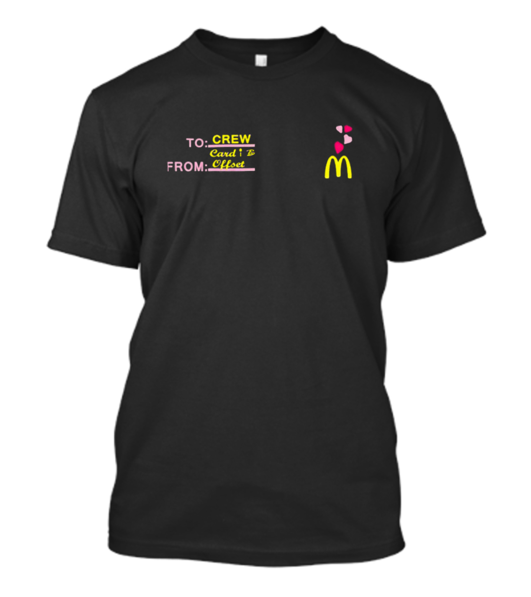 Crew CardI B Offset McDonald's Logo With Heart T-Shirt