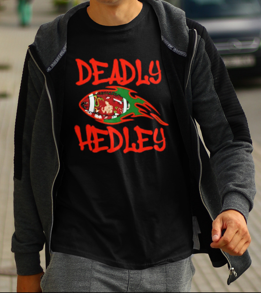 Deadly Hedley Flaming Football T-Shirt