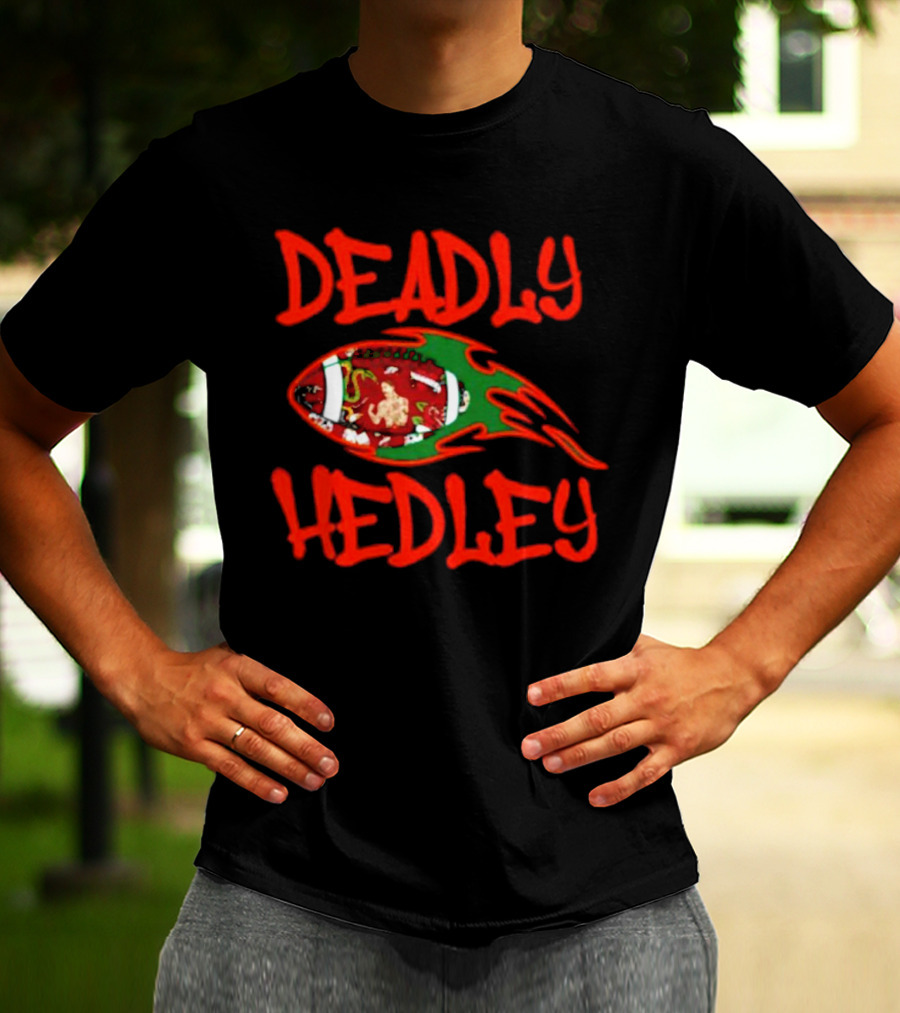 Deadly Hedley Flaming Football T-Shirt